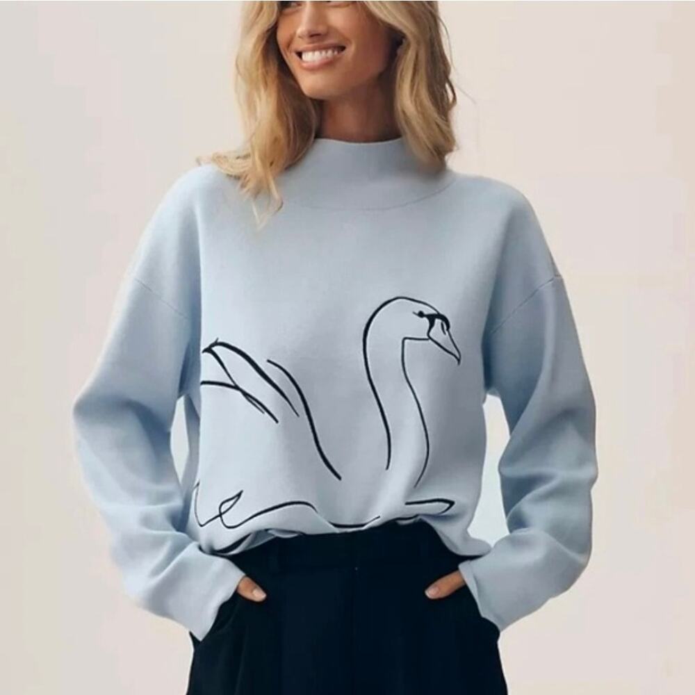 Maeve Carys Mock-Neck Swan Sweater. Size M. Retails $98 - Picture 2 of 12